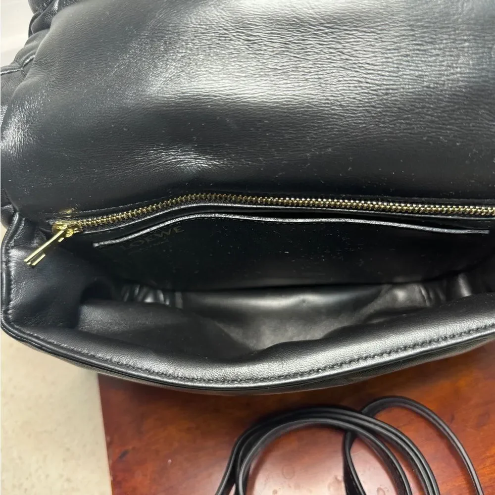 Loewe Puffer Goya Pleated Shiny Lambskin - Black NWT